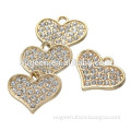 Fashion Gold Plated Crystal Metal Zinc Alloy Heart Charms For Bracelet Accessoies For Jewelry Manufactured
